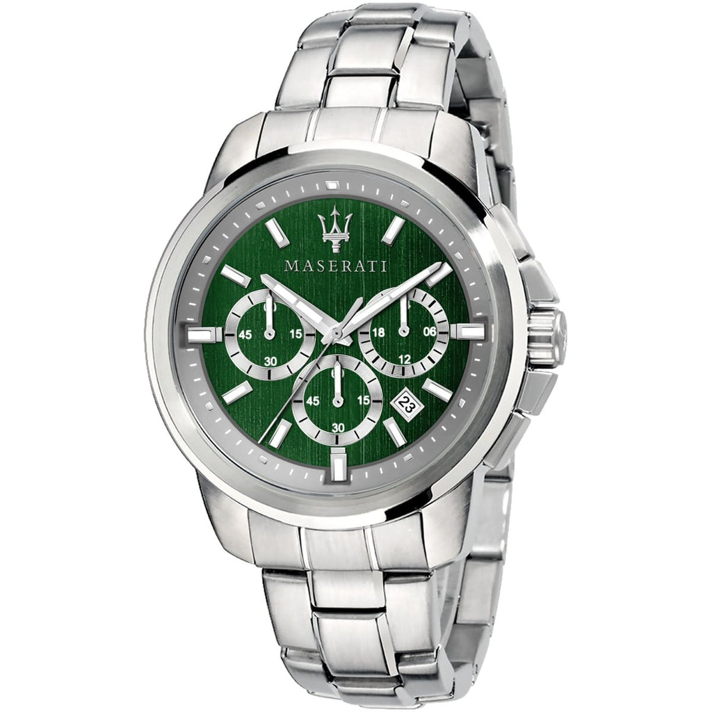 Maserati Successo R8873621017 Watch - Silver Metal Band and Green Dial