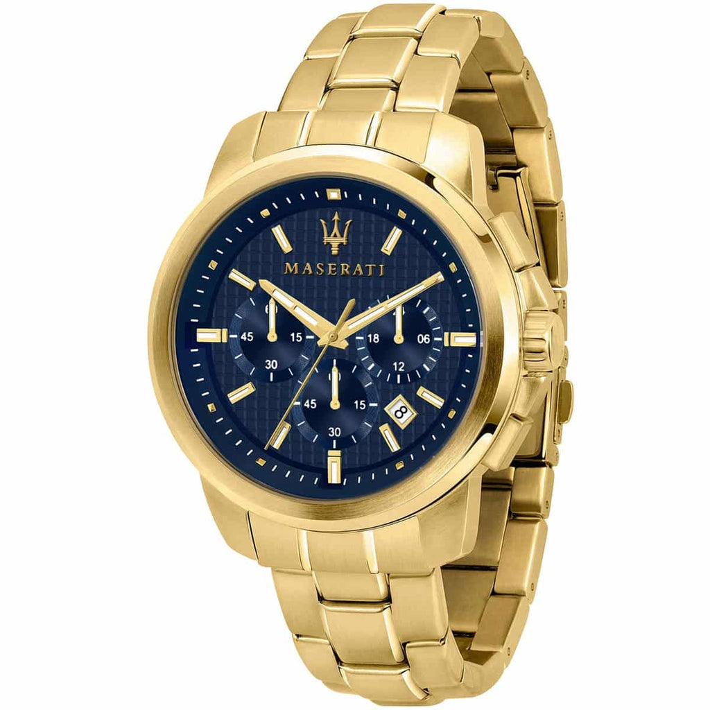 Maserati Successo Watch R8873621021 - Blue Dial with Gold-Tone Band