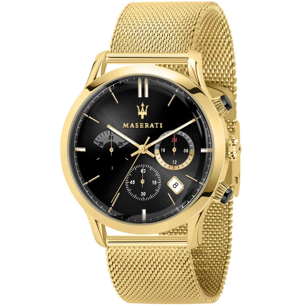 Maserati Ricordo Men's Watch R8873633003 - Black Dial and Gold Band