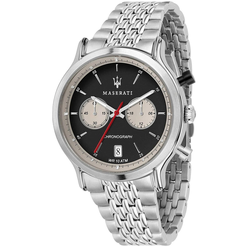 Maserati Legend Men's Watch R8873638001 - Black Dial with Silver Band