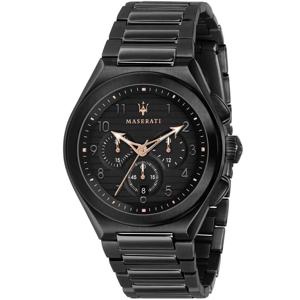 Maserati Triconic R8873639003 Watch - Black Dial with Metal Bracelet