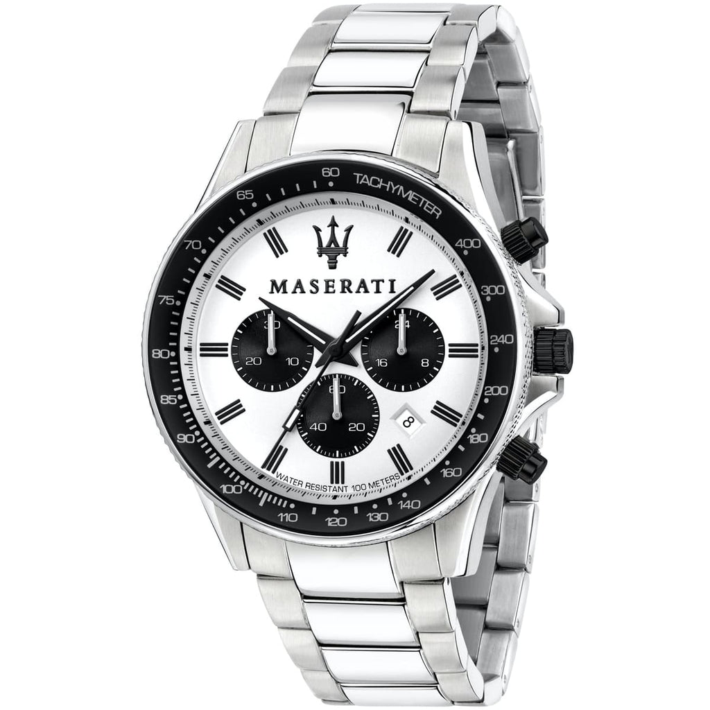 Maserati Sfida Watch R8873640003 - White Dial and Silver Metal Band