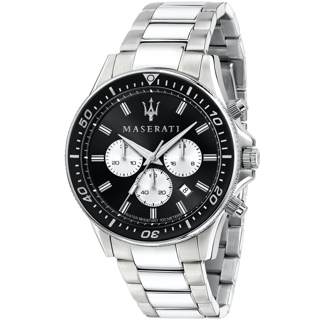 Maserati Sfida Men's R8873640004 Watch - Black Dial and Silver Strap