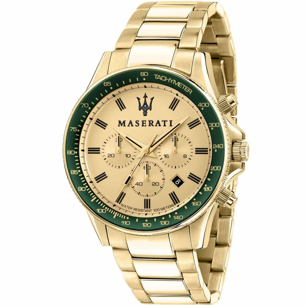 Maserati Sfida Men's Watch R8873640005 - Gold Dial and Metal Strap