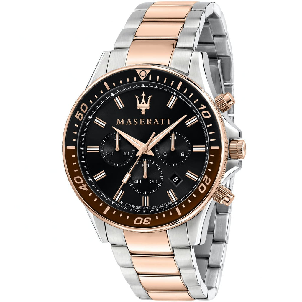 Maserati Sfida Watch R8873640009 – Black Dial and Silver Metal Strap