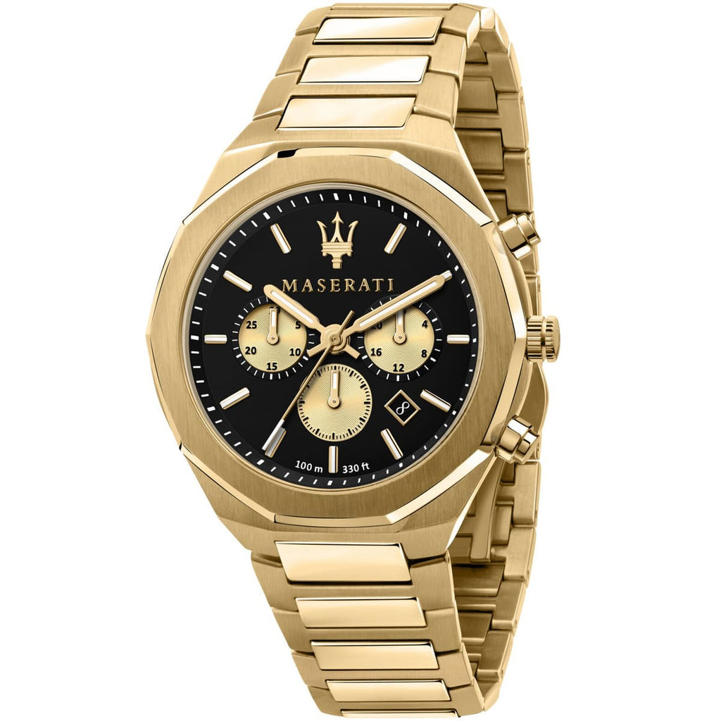 Maserati Stile Watch R8873642001 – Black Dial and Gold Metal Strap