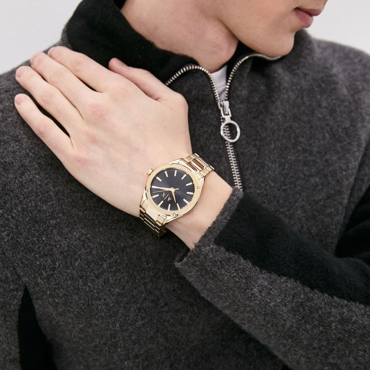 Men's Armani Exchange AX2801 Watch - Classic Black Dial with Metal Str ...