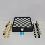 Full board view of Asfour crystal chess set