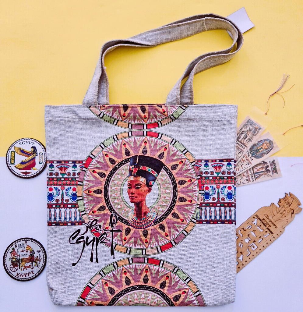 Unique Egyptian Queen Nefertiti Handmade tote bag