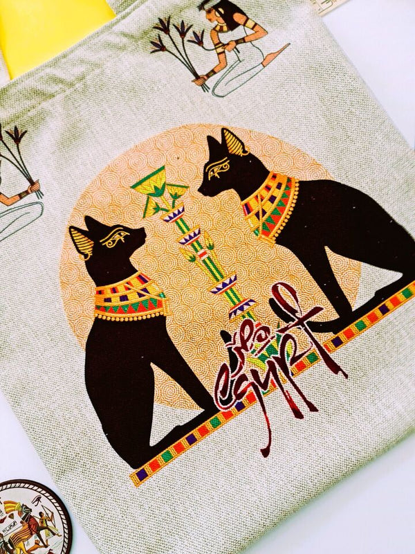 Lovely Ancient Egyptian goddess Bastet Handmade tote bag