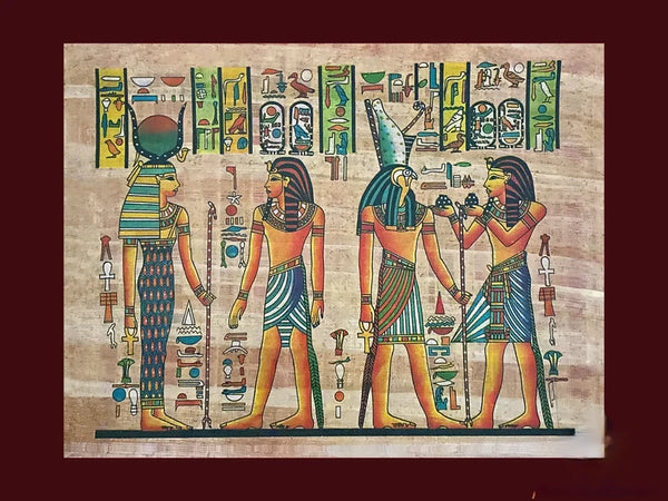 Egyptian Papyrus Painting, Soul Healing Ritual with Gods and Goddesses