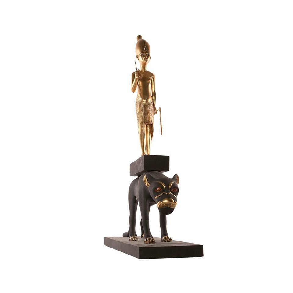 Limited Edition King Tutankhamun with Leopard Statue, Museum Version