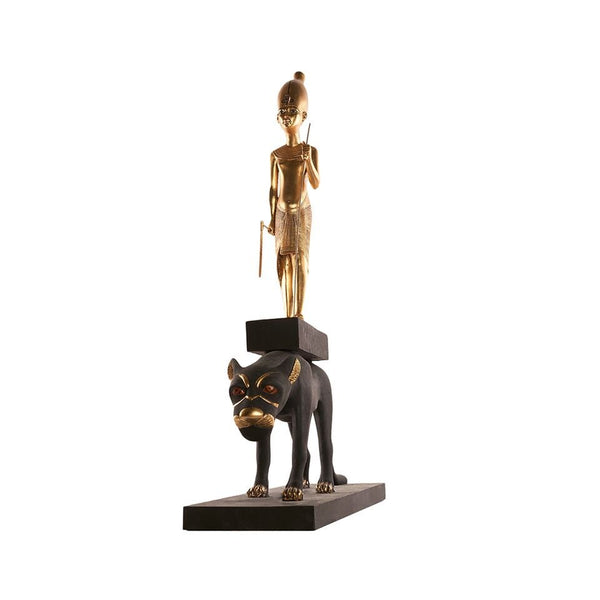 Limited Edition King Tutankhamun with Leopard Statue, Museum Version